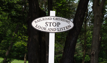 Rail Road Stop Sign of Stop Look and Listen