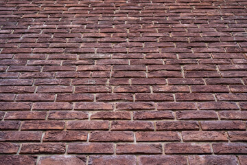 Brick wall. Texture of red brick with white filling