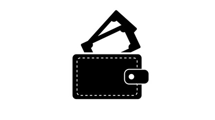 Wallet with cash icon on white background. Vector.1