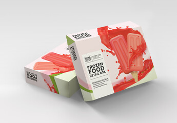 thin Frozen Food Box Stack Packaging Mockup