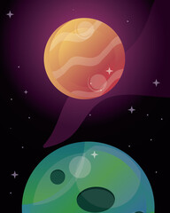 space universe planets galaxy astronomy cartoon background