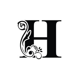 letter H. flower  letters. Vintage ornament initial Alphabet. Logo vector 
