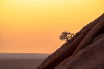 Sonnenaufgang nahe Spitzkoppe, der größten Gebirgskette in Namibia.