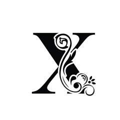 letter X. flower  letters. Vintage ornament initial Alphabet. Logo vector 
