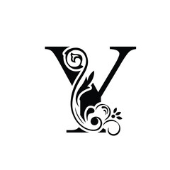 letter Y. flower  letters. Vintage ornament initial Alphabet. Logo vector 
