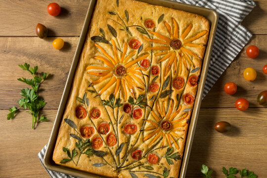 Homemade Flower Focaccia Bread Art