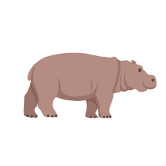 Cartoon hippo on a white background.Flat cartoon illustration for kids.