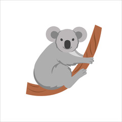 Cartoon koala on a white background.Flat cartoon illustration for kids.