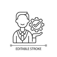 Management linear icon. Organization goals accomplishment. Forward planning and strategies. Thin line customizable illustration. Contour symbol. Vector isolated outline drawing. Editable stroke