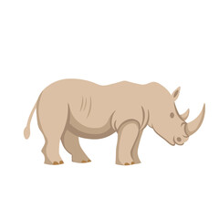 Cartoon rhinoceros on a white background.Flat cartoon illustration for kids.