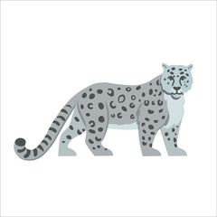Cartoon Snow Leopard on a white background.Flat cartoon illustration for kids.