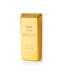 Gold bar isolated on white background.