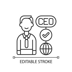 CEO linear icon. Chief executive officer. Highest-ranking person in company. Guiding employees. Thin line customizable illustration. Contour symbol. Vector isolated outline drawing. Editable stroke