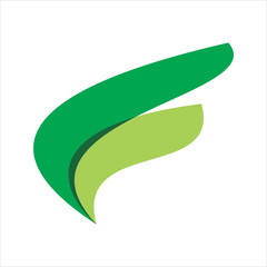 green nature leaf letter f logo design
