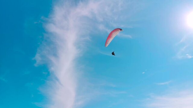 sky diving from plane parachute paragliding sport paraglider fly flying blue extreme air freedom adventure gliding flight glider paraglide high skydiving fun wind activity leisure clouds cloud par