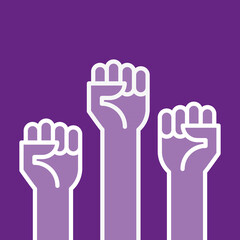 Fototapeta premium Fists hands up vector illustration. Concept of unity, revolution, fight, cooperation. vector illustration, flat design