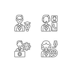 Fototapeta premium Management structure linear icons set. Educational management. Customer service and support. Customizable thin line contour symbols. Isolated vector outline illustrations. Editable stroke