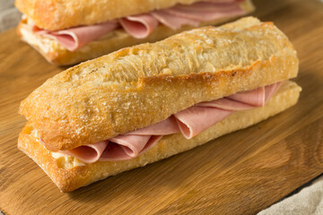 Homemade French Ham Jambon Beurre Sandwich