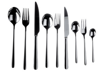 Set of silverware isolated on white background