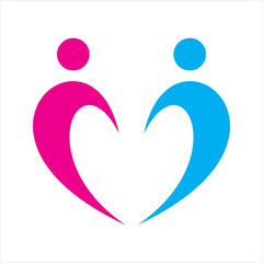people color love hearth logo design