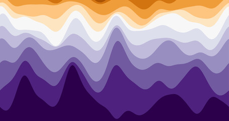 Abstract waves background. Loopable smoothly moving curves in purple and orange colors. Beautiful footage.