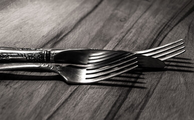 Silver fork and knife