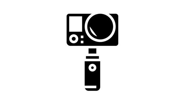 underwater video camera animated glyph icon. underwater video camera sign. isolated on white background