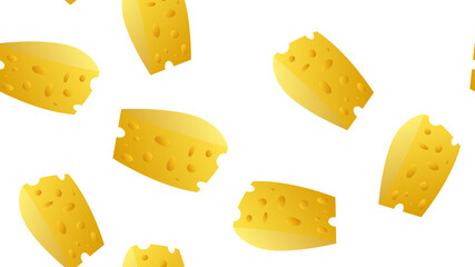 Cheese slice vector seamless pattern on a white background for wallpaper, wrapping, packing, and backdrop