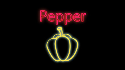 Bell pepper vector neon icon. Food blue neon illustration. Bell pepper vector neon icon