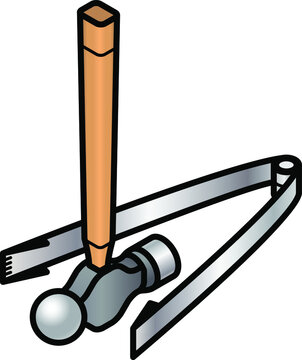 Hammer and tongs. Concept: with energy and force; with vim and vigour.