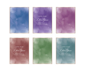 Blue, purple, red and green rectangular watercolor frames
