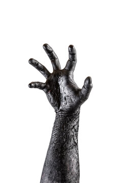 Creepy zombie hand isolated on white background with clipping path