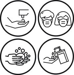 healthcare and medical world corona virus covid-19 Wear mask Wash hands Flat icon