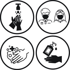 medical mask protection virus hand wash alcohol icon