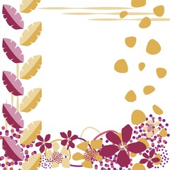 
Vector illustrations set, propic leaves, flowers,dots white background. Frame for posters, greeting cards, covers, banners, notebooks, flyers and other graphic designs. Scalable to any size.