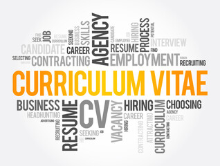 Curriculum vitae CV - word cloud collage, business concept background
