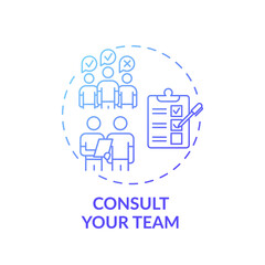 Consulting team concept icon. Interaction with team members idea thin line illustration. Regular open meetings. Promoting positive group morale. Vector isolated outline RGB color drawing