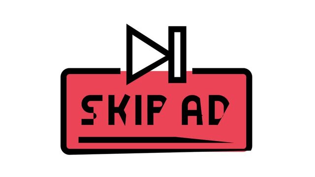 skip ad button animated color icon. skip ad button sign. isolated on white background