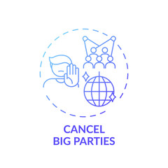 Big parties cancellation concept icon. Office covid tip idea thin line illustration. Using online platforms. Maintaining team trust and cohesion. Vector isolated outline RGB color drawing