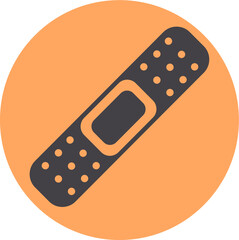 Adhesive medical plaster strip bandage vector icon on a peach background. medical plaster icon page symbol for your web site design  logo, app, UI. Vector illustration, EPS10.
