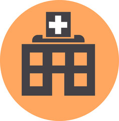 Obraz premium Hospital line icon in trendy flat style isolated on a peach background. Hospital icon page symbol for your web site design logo, app, UI. Vector illustration, EPS10.