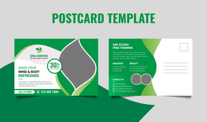 Stylish spa beauty clinic postcard template design