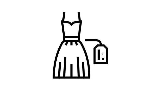 wedding dress rental animated black icon. wedding dress rental sign. isolated on white background