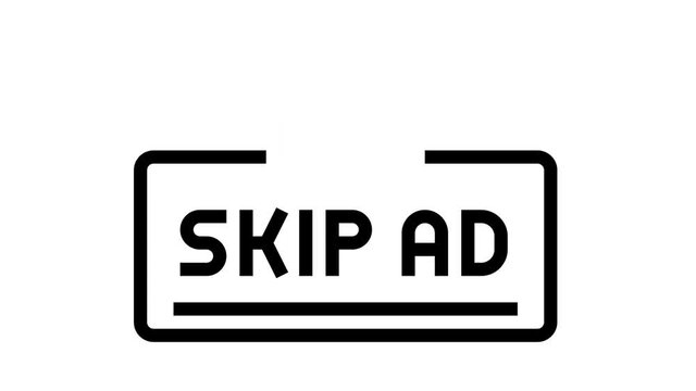 skip ad button animated black icon. skip ad button sign. isolated on white background