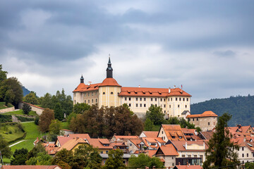 Fototapeta na wymiar Skofja Loka castle and town in Slovenia