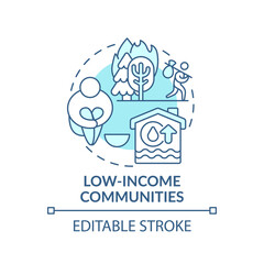 Low-income communities concept icon. Climate justice idea thin line illustration. Poor mental health outcomes. Environmental resposibility. Vector isolated outline RGB color drawing. Editable stroke