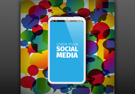 Social Media Abstract Illustration with Smartphone