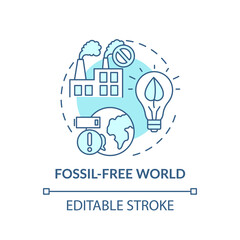 Fossil-free world concept icon. Life standard deterioration thin line illustration. Vector isolated outline RGB color drawing. Contemporary thechnologies without pollution. Editable stroke