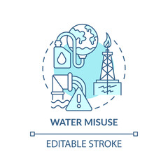 Water misuse concept icon. Climate improve idea thin line illustration. Reduce water wastage. Environmental issue. Vector isolated outline RGB color drawing. Editable stroke