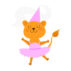 
lion ballerina on the white background
